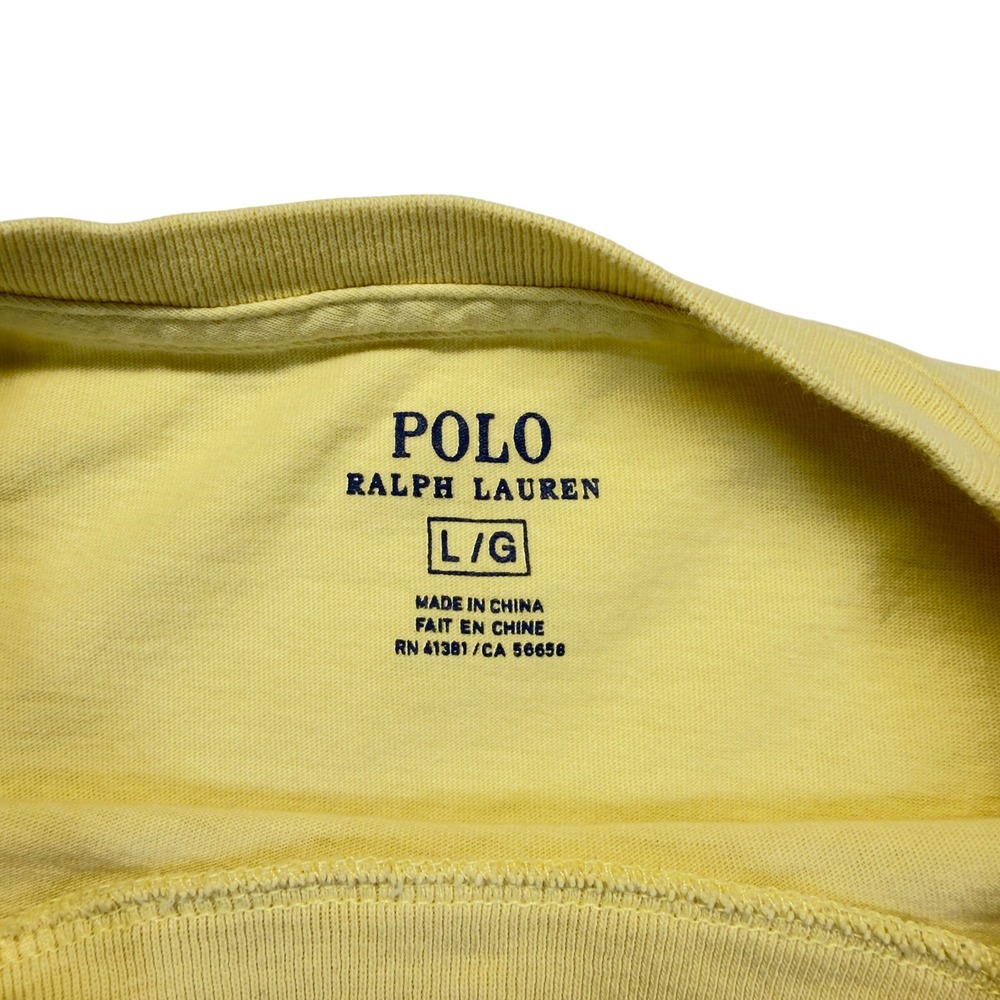 Polo Ralph Lauren T Shirt Mens L Yellow Blue Pony Long Sleeve Cotton Preppy - Picture 6 of 7